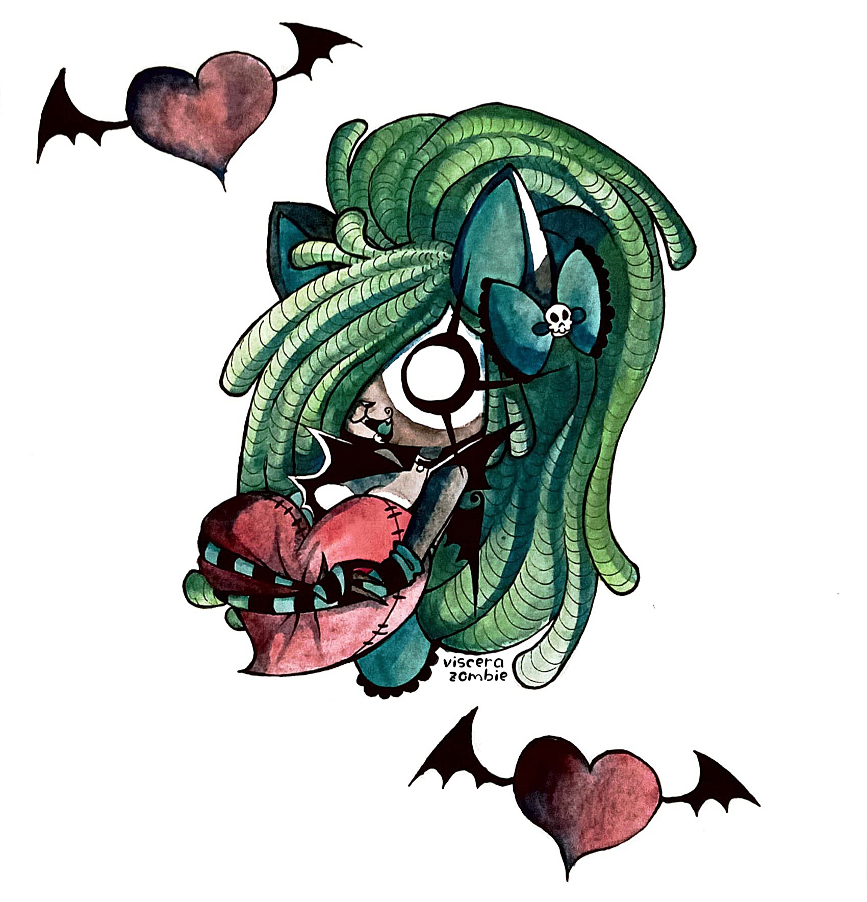 Amalia smiling while hugging a red heart shaped pillow.